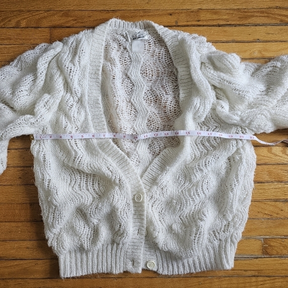 Jeff laurent vintage Cozy White Women's Sweater cardigan Size m bubble Knit - Picture 4 of 4